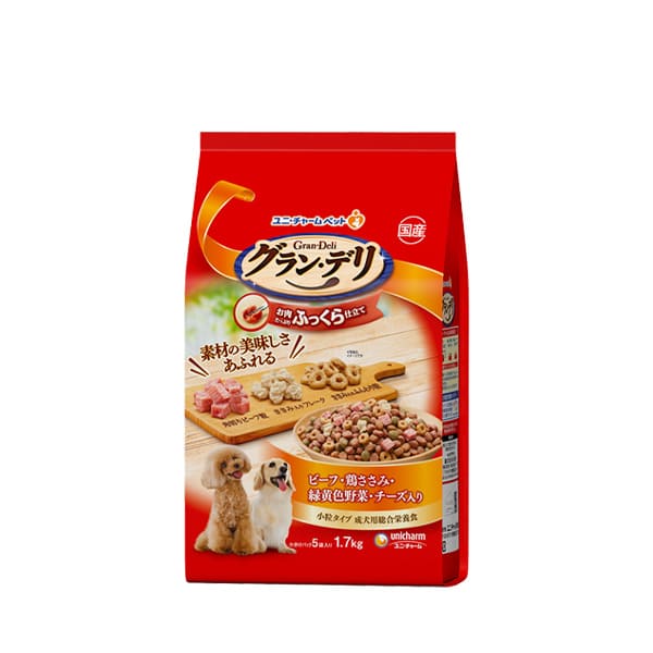 グラン・デリ ふっくら仕立て ビーフ・鶏ささみ・緑黄色野菜・チーズ・角切りビーフ粒入り 1.7kg