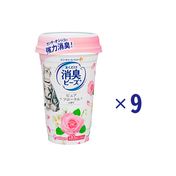 猫トイレまくだけ香り広がる消臭ビーズ ピュアフローラルの香り 450mL×9