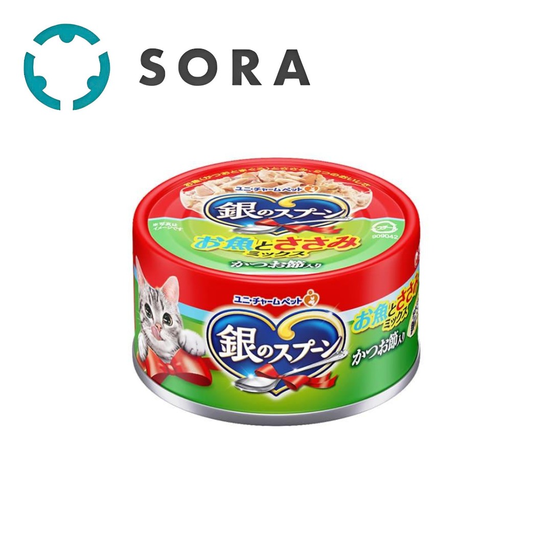 銀のスプーン缶お魚とささみミックスかつお節入り 70g