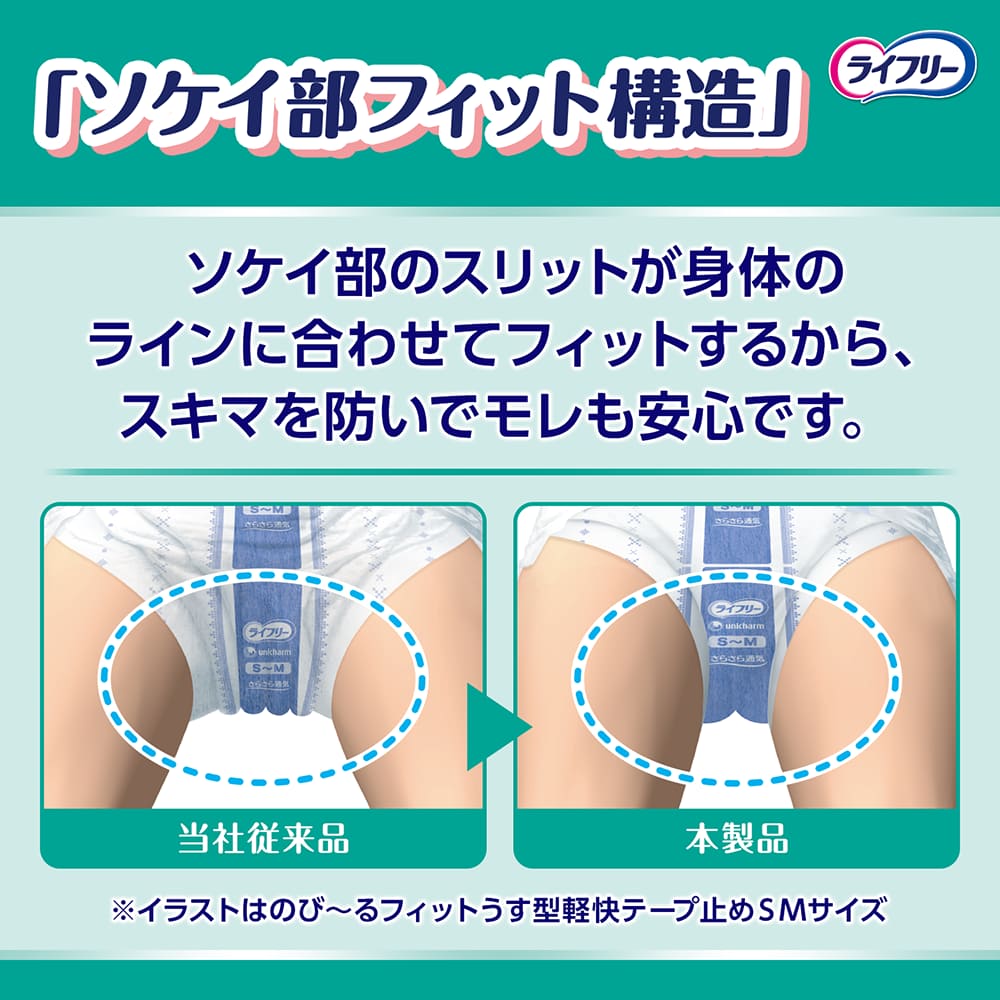 ライフリー のび~るフィット うす型安心 テープ止め 4回吸収 S~Mサイズ 21枚