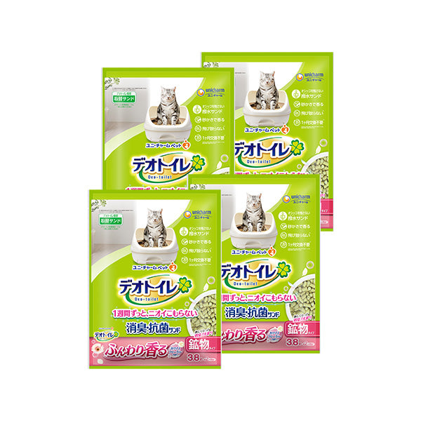 デオトイレ ふんわり香る 消臭・抗菌サンド ホワイトフローラルの香り 3.8L×4