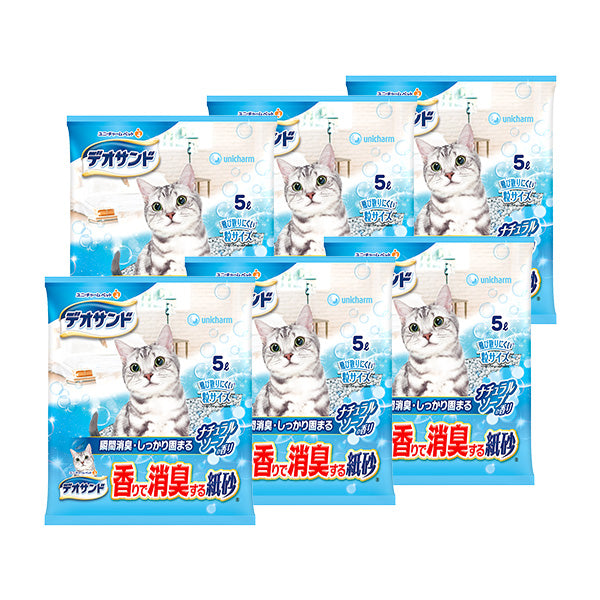 デオサンド 香りで消臭する紙砂 ナチュラルソープの香り 5L×6
