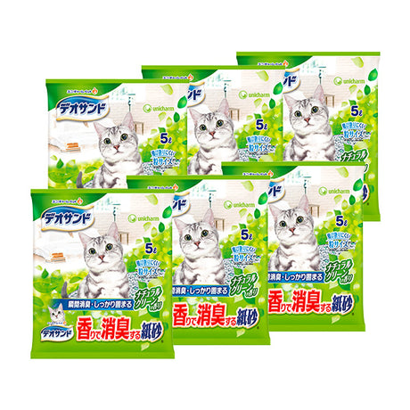 デオサンド 香りで消臭する紙砂 ナチュラルグリーンの香り 5L×6
