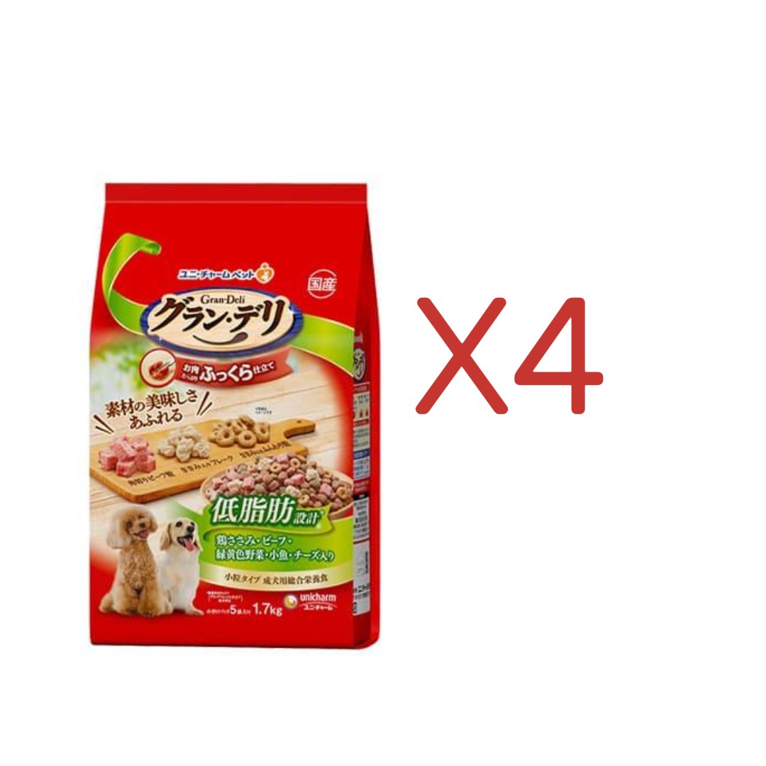 グラン・デリ ふっくら仕立て 低脂肪 鶏ささみ・ビーフ・緑黄色野菜・小魚・チーズ・角切りビーフ粒入り 1.7kg